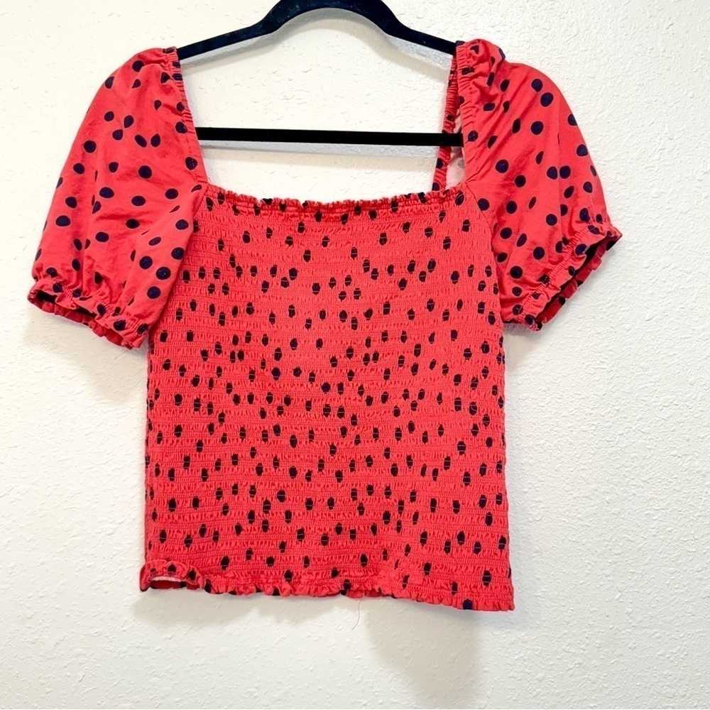 Dolan red polka dot top size Med
